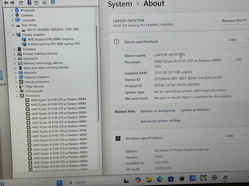 Asus TUF Gaming A14 FA401WV